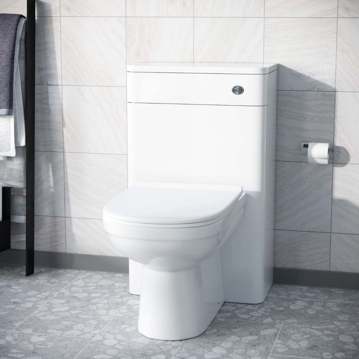 Afern Modern 500mm Back To Wall WC Toilet Unit Gloss White - Image 2