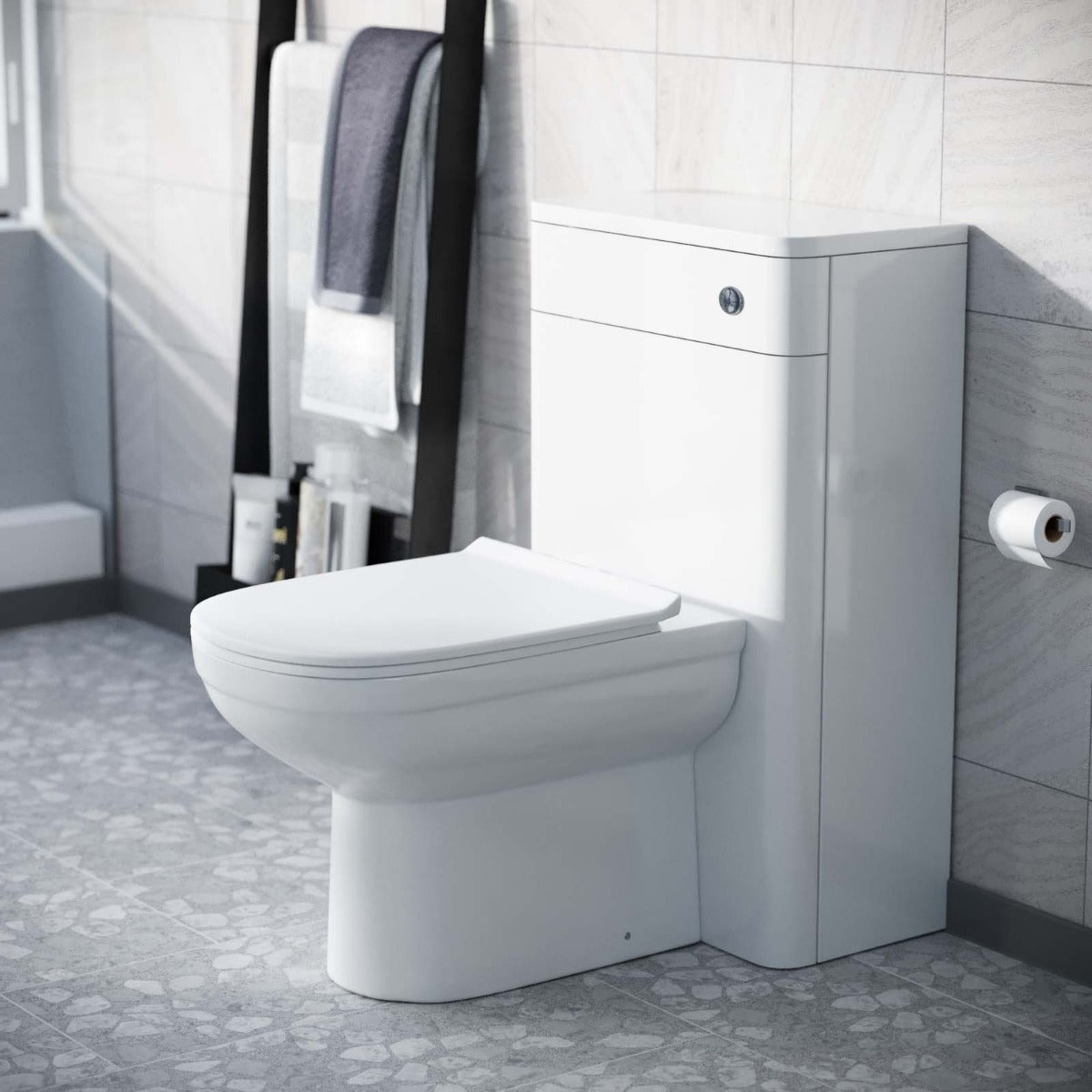 Afern Modern 500mm Back To Wall WC Toilet Unit Gloss White - Image 3