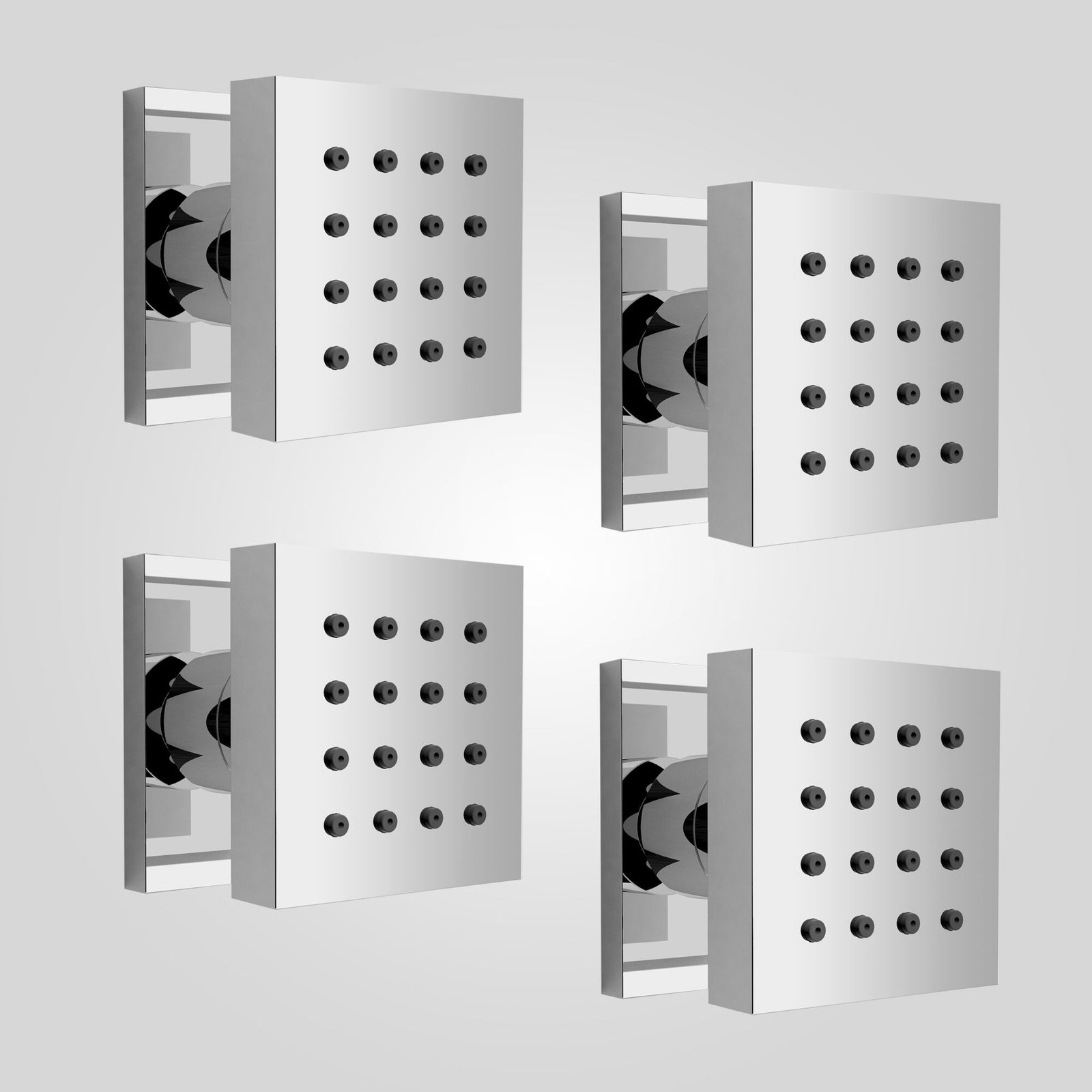 Olive Square 3 Way Concealed Thermostatic Shower Mixer Valve. Shower Head. Handset. Slider Rail. 4x Body Jets Set Chrome - Image 7