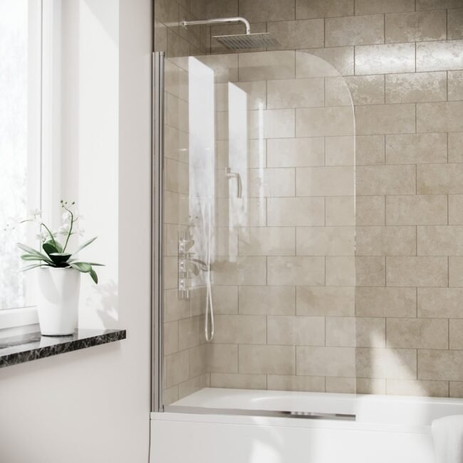 Bentley 800 mm Frameless Curved Bath Shower Screen Door - Image 2