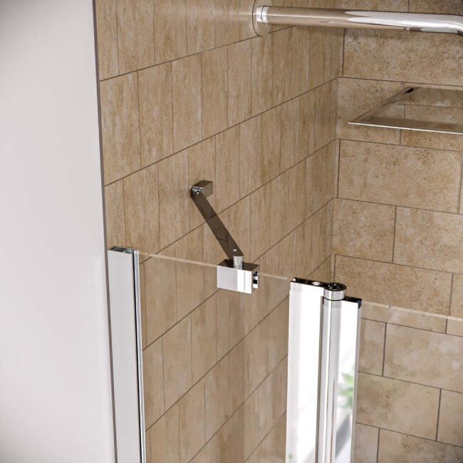 1000mm Curved Glass Bath Screen Swing Door & Towel Bar Chrome - Image 5