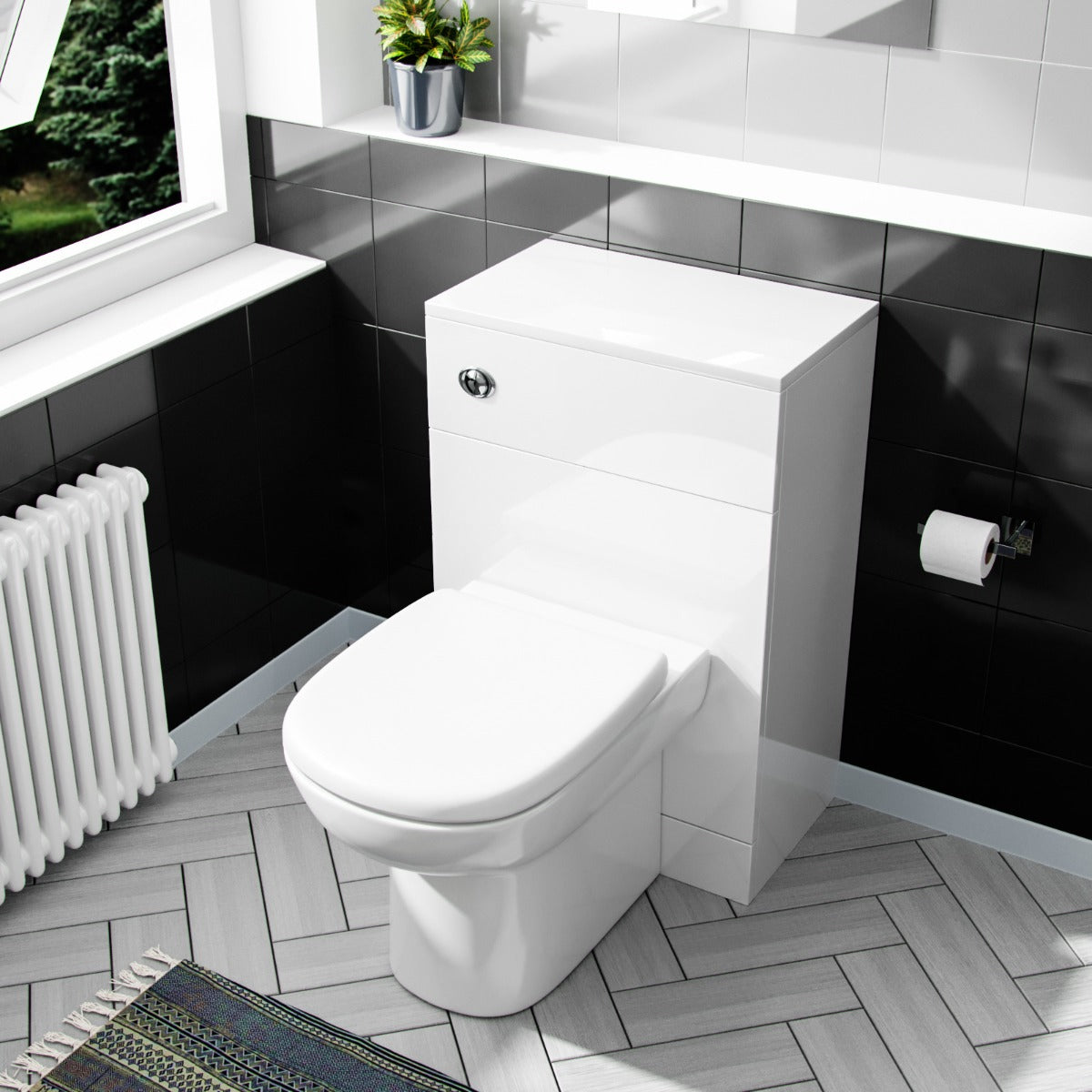 Ellen Back To Wall WC Unit & BTW Toilet Pan White - Image 4