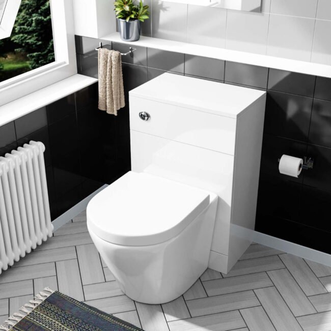 Modern Cloakroom BTW WC Unit. Curved Rimless Toilet and Soft Close Seat - Image 4