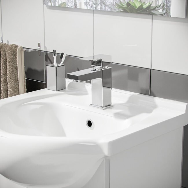 Ellen 450mm Floorstanding Vanity Basin Unit. Basin Mono Tap & Waste White - Image 5