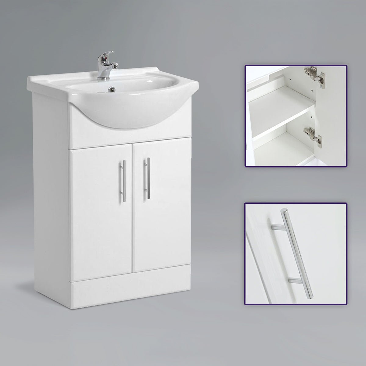 Senore White 1700mm P-Shaped Bath and Screen Basin Flat Pack Vanity Unit Close Coupled Toilet Mono and Shower Mixer Taps & Wastes - Image 5