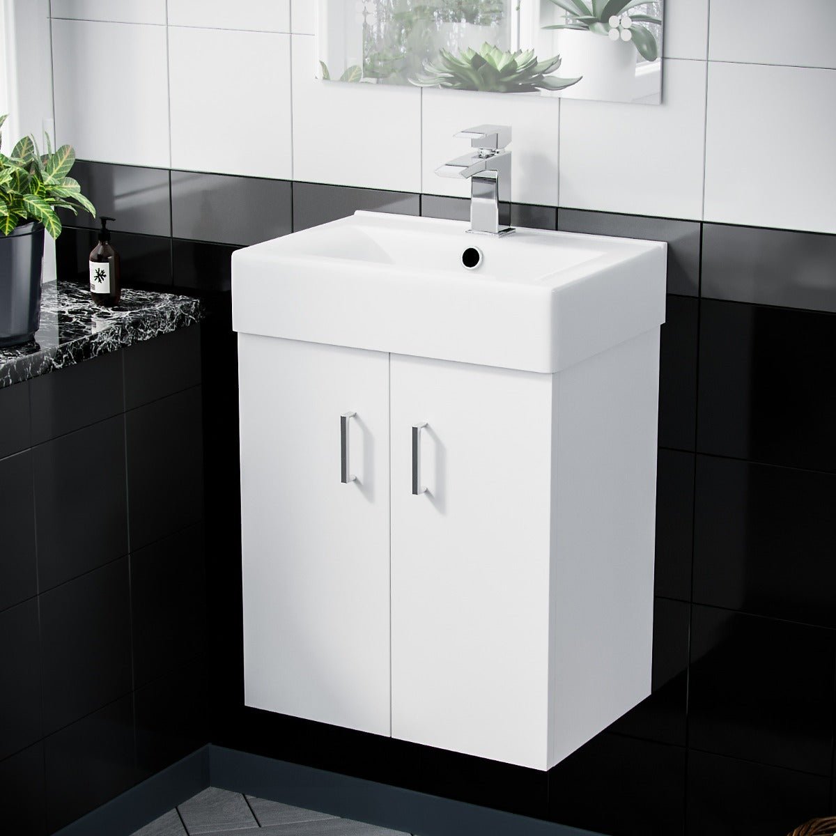 Nanuya 450mm White Gloss Wall Hung Basin Vanity Unit