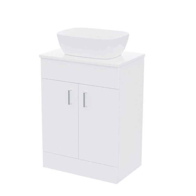 Nanuya 500mm White Vanity Cabinet and Rectangle Curved Edges Counter Top Basin - Image 5