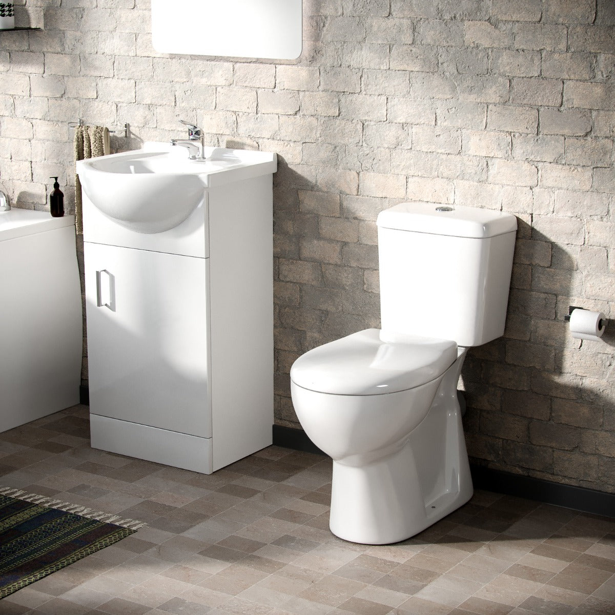 Ellen 450mm Basin Vanity Unit Round Bath Tub & Closed Coupled Toilet - Image 4