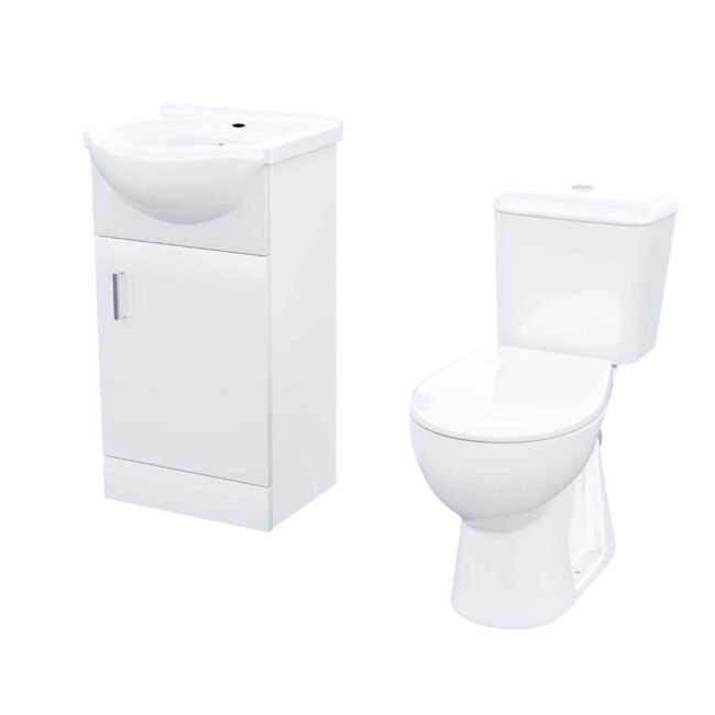 Ellen Suite Set of 450mm White Basin Vanity and Close Coupled Toilet - Image 4