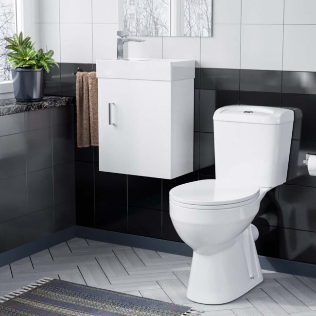 Nanuya 400mm White Wall Hung Vanity Cabinet with Toilet Pan