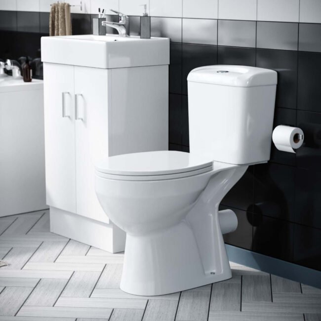 Nanuya 450 Flat Pack Vanity & WC Toilet Pan and Round Bathtub Suite - Image 5