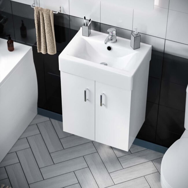 Nanuya Bathroom Suite 450 Wall Hung Vanity & WC Toilet Pan - Image 3