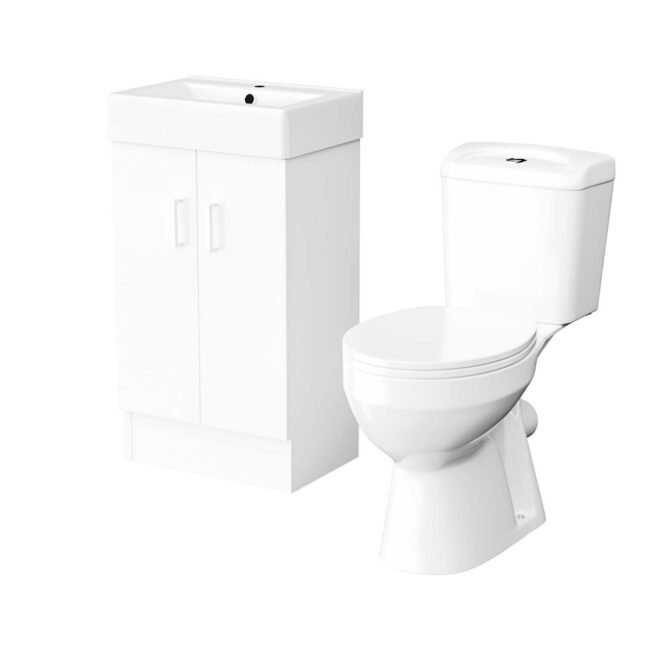 Nanuya 450 Flat Pack Vanity & WC Toilet Pan and Round Bathtub Suite - Image 10