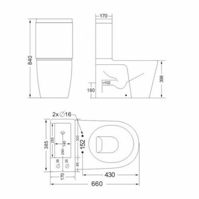Allscot 2 in 1 Compact Basin Close Coupled Toilet & Studio Mono Basin Mixer - Image 2