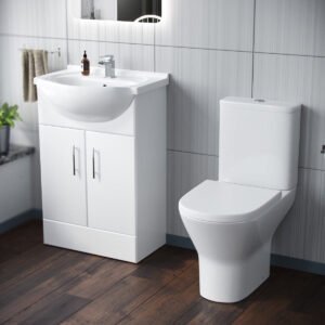 Ellen 550mm Floorstanding Basin Vanity Unit & Close Coupled Toilet White