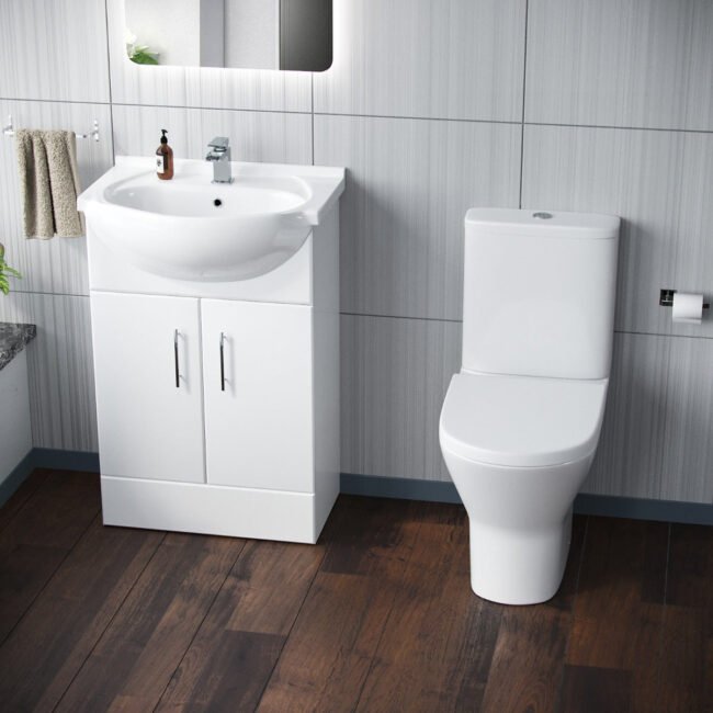 Ellen 550mm Floorstanding Basin Vanity Unit & Close Coupled Toilet White - Image 3