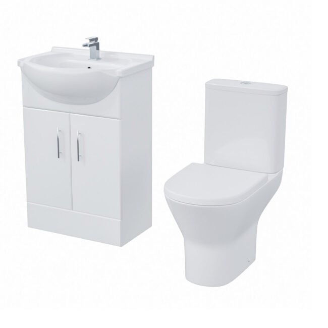 Ellen 550mm Floorstanding Basin Vanity Unit & Close Coupled Toilet White - Image 4