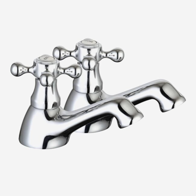 Stafford Victorian Bathroom Basin Cross Head Twin Taps & Basin Mono Mixer Tap - Image 5