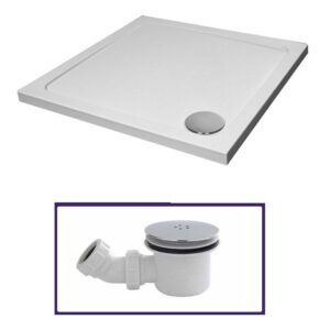Modern Square 800 x 800 Shower Tray for Wetroom Stone Resin with Waste Plug