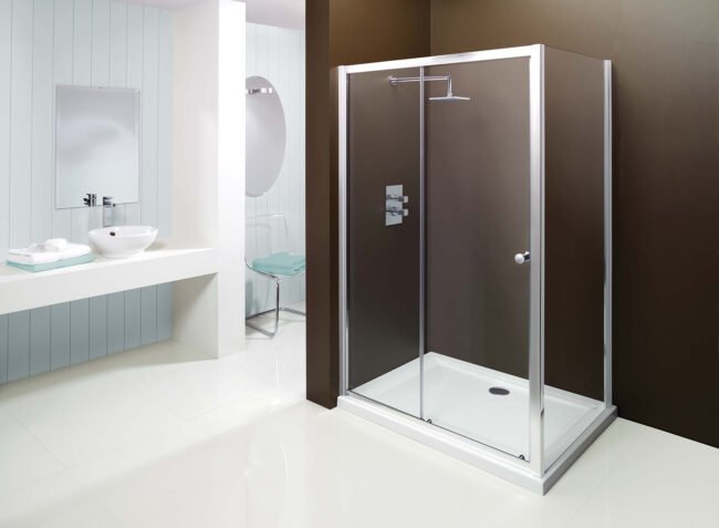 1100 x 1850mm Shower Sliding Door & Side Panel Enclosure Chrome - Image 5