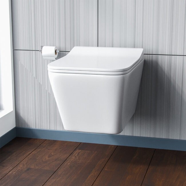 Inton Rimless Wall Hung Toilet Pan + Soft Close Toilet Seat - Image 3