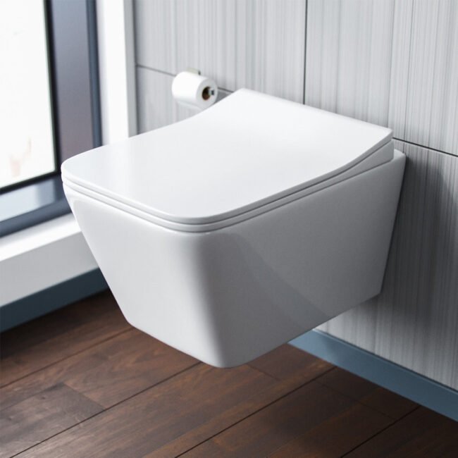Inton Rimless Wall Hung Toilet Pan + Soft Close Toilet Seat - Image 4