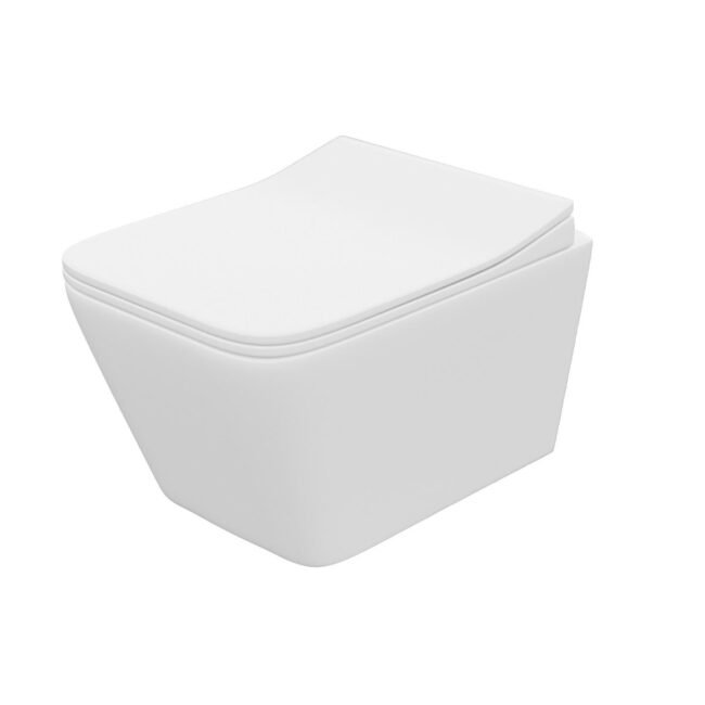 Inton Rimless Wall Hung Toilet Pan + Soft Close Toilet Seat - Image 6