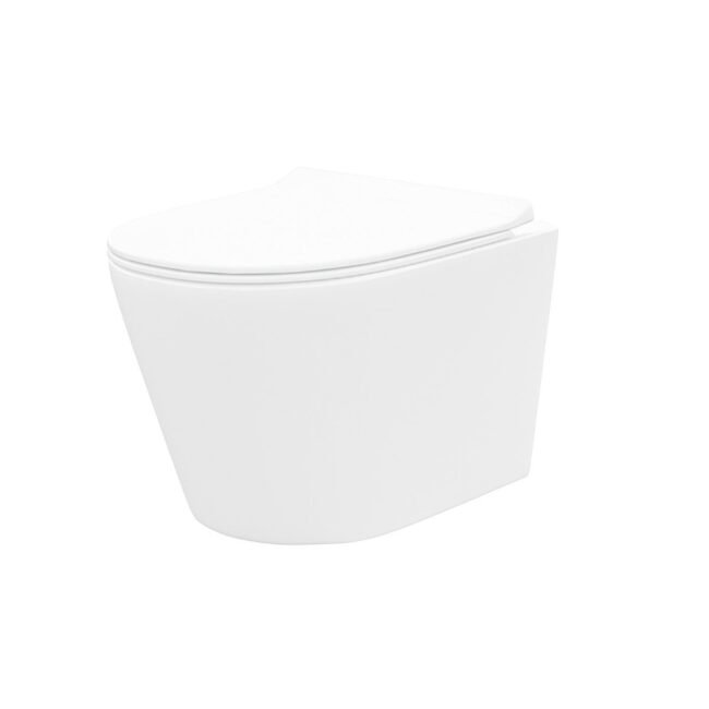 White D-Shape WH Toilet Concealed Frame & Round Button Flush Plate - Image 3