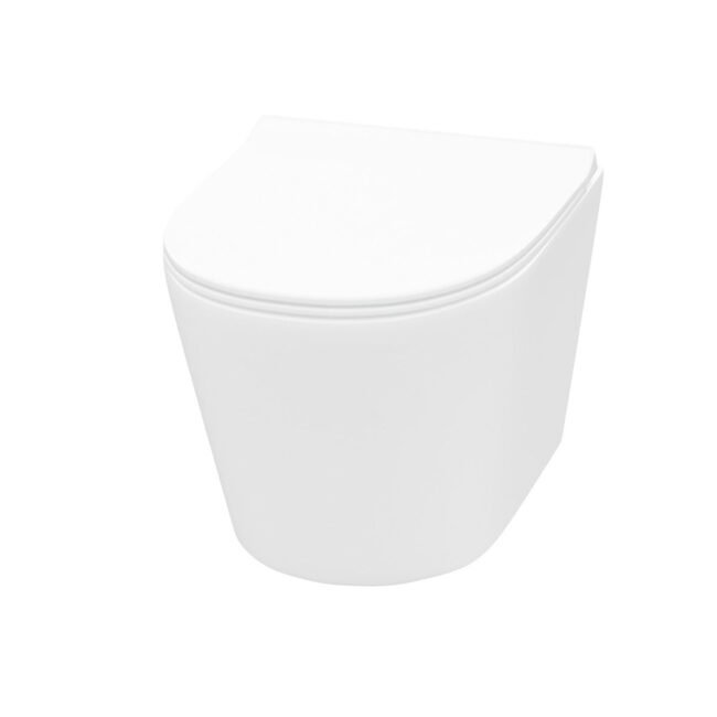 White D-Shape WH Toilet Concealed Frame & Round Button Flush Plate - Image 4