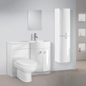 Dene Right Hand 1100mm Vanity Basin Unit White. Back to Wall Toilet & Wall Hung Cabinet White