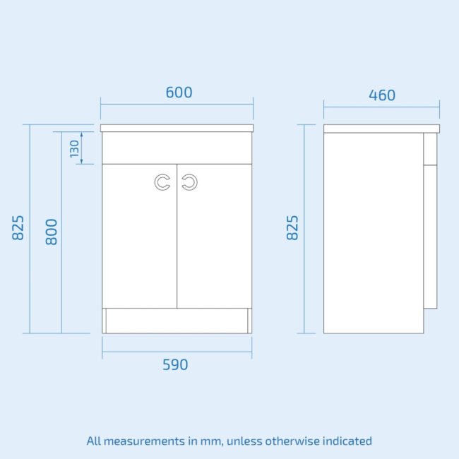 Dene White 600mm Vanity Unit and Wall Mounted Storage Unit - Image 11