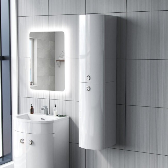 Dene White 600mm Vanity Unit and Wall Mounted Storage Unit - Image 6