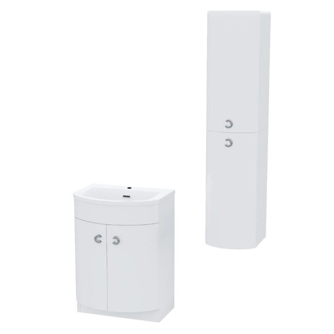Dene White 600mm Vanity Unit and Wall Mounted Storage Unit - Image 7