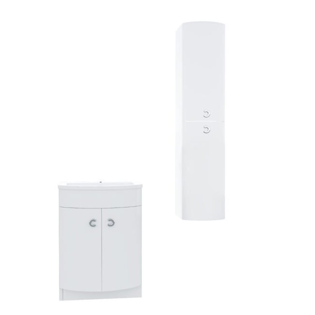 Dene White 600mm Vanity Unit and Wall Mounted Storage Unit - Image 8