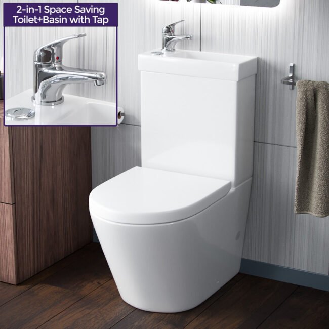 Pilton 2 in 1 Close Coupled Pan. Cistern. Seat & Mono Basin Mixer Tap - Image 2