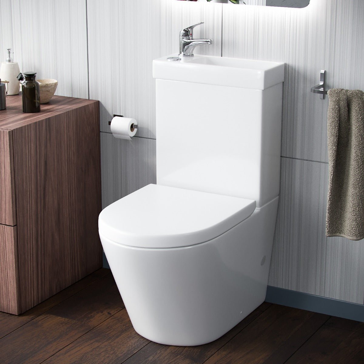 Pilton 2 in 1 Close Coupled Pan. Cistern. Seat & Mono Basin Mixer Tap