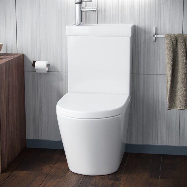 Pilton 2 in 1 Close Coupled Pan. Cistern. Seat & Mini Mono Basin Mixer Tap - Image 3