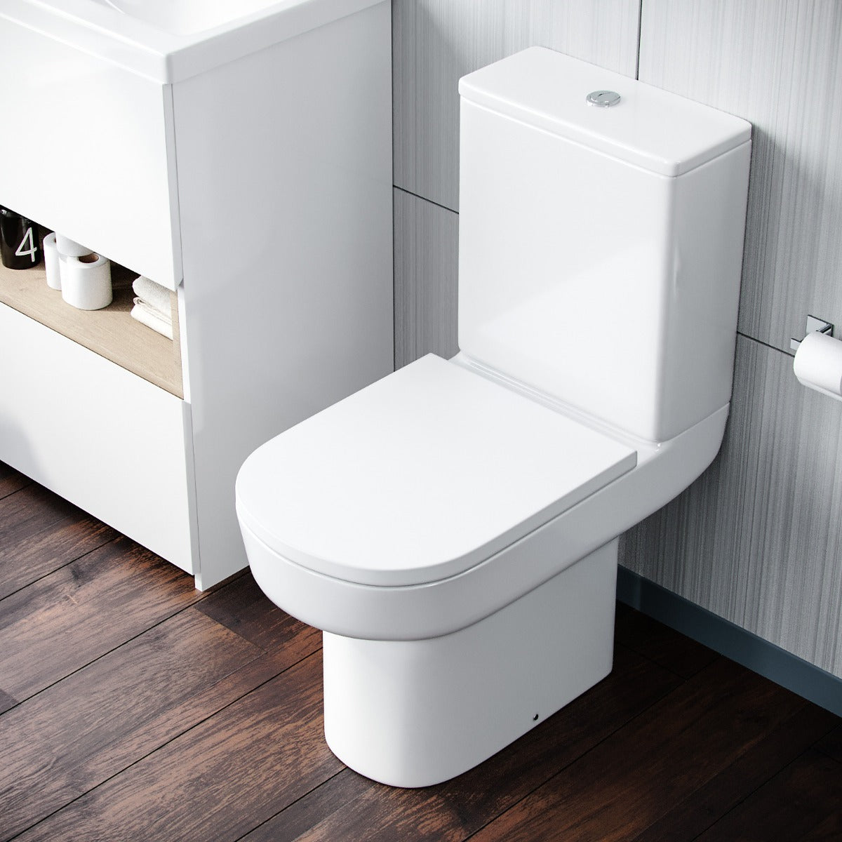 Modern Rimless Close Coupled Toilet and Cistern Soft Close Seat WC - Image 5