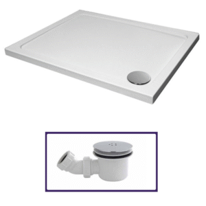 Low Profile Shower Tray Rectangle 1200 x 760 Stone Resin and Free Waste
