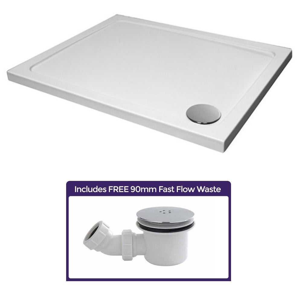 Low Profile Shower Tray Rectangle 1200 x 760 Stone Resin and Free Waste - Image 2