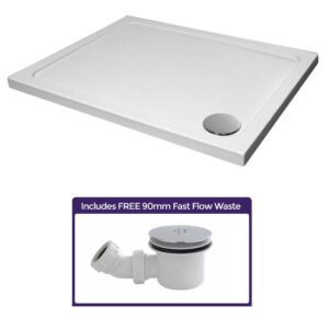 Small Low Profile 900 x 700 Stone Resin Shower Tray Rectangle with Waste