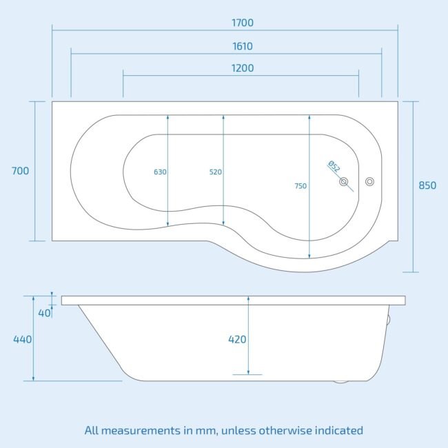 Ellen RH P-Shaped Bath With White Vanity Unit & Close Coupled Toilet Set - Image 7
