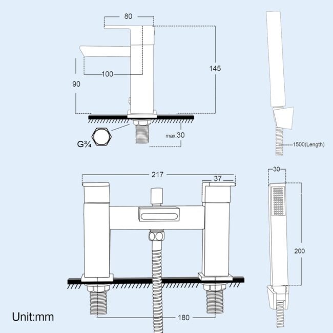 Waterfall Basin Mono Tap & Bath Shower Mixer Tap Chrome - Image 7