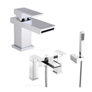Waterfall Basin Mono Tap & Bath Shower Mixer Tap Chrome