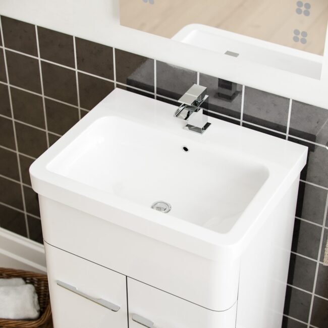 Afern White 500mm Vanity Basin WC Unit & Ellis Back to Wall Toilet - Image 6