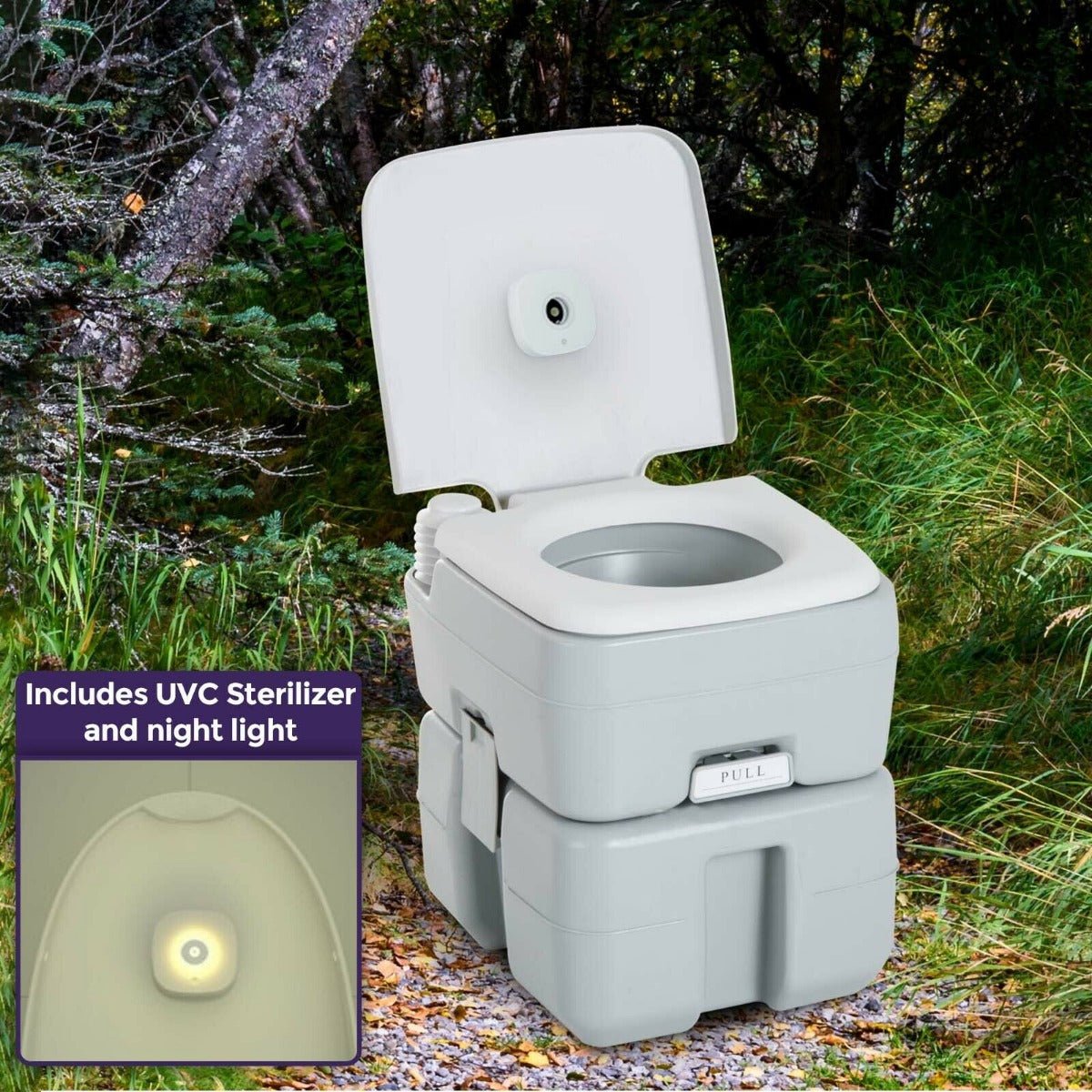 Portable 20L Camping Travel Toilet Compact Potty Loo with UVC Smart Sterilizer