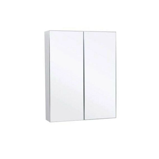 McCann 600 mm 2 Door Mirror Cabinet White Bathroom Wall Mounted Cupboard - Image 2