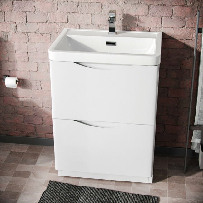 Merton Basin Vanity Unit and Waterfall Mono Mixer Tap and Waste Set - Image 3