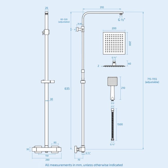 Nanuya L-Shaped RH Bath Front Panel White Basin Vanity Toilet Tap & Shower Set - Image 16