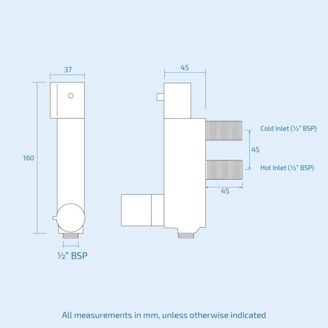Vertical Thermostatic Shower Mixer Valve & Slider Rail. Handset & Hose Set - Image 11